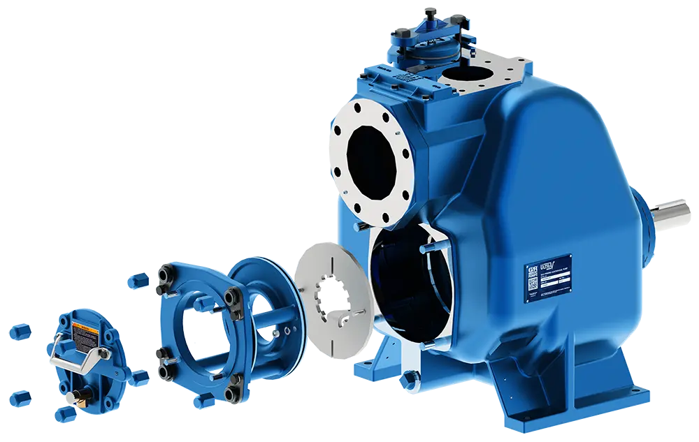 Uitgewerkt model van de Uiltra V zelfaanzuigende pomp voor de verwerking van afvalwater en industriële vloeistoffen in veeleisende omgevingen